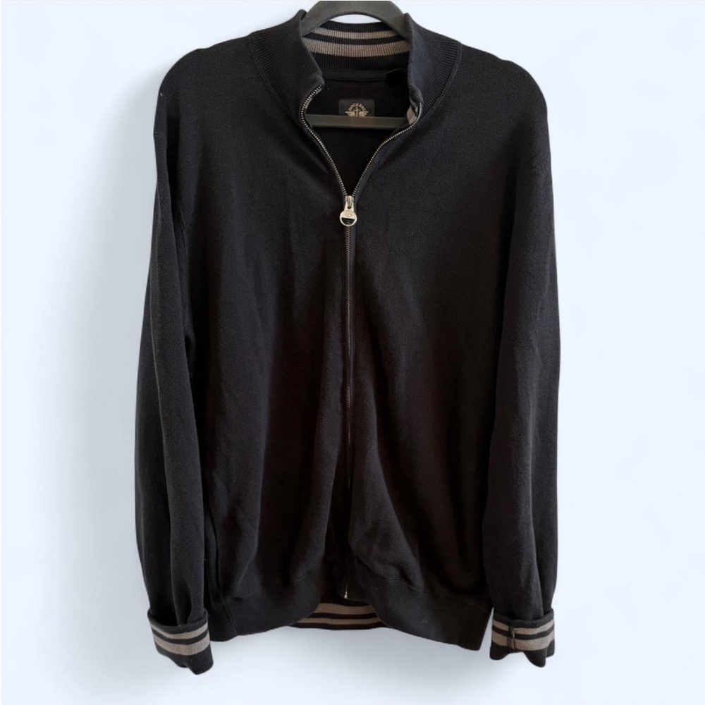 Dockers Alpha Khaki black zip up jacket with grey stripe design